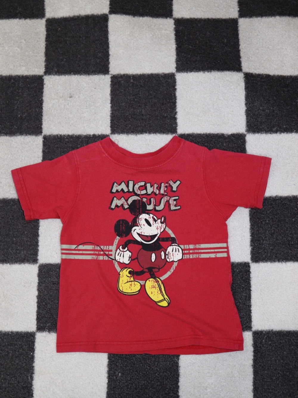 Disney Red Mickey Mouse Graphic Tee with Yellow Accents